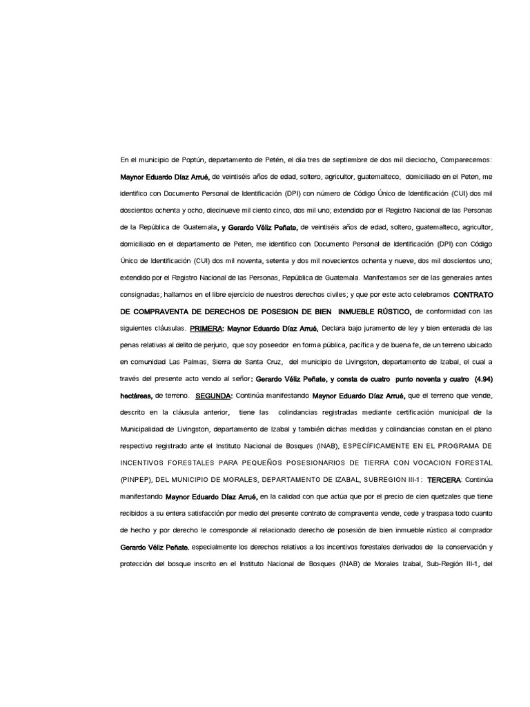 Contrato de Compraventa en Poptún | PDF | Guatemala | Justicia