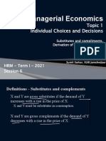 Managerial Economics: Topic 1 Individual Choices and Decisions