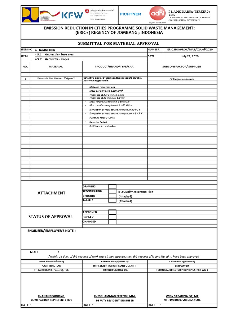 Geotextile Approval for Landfill Cells | PDF | Secondary Sector Of The ...