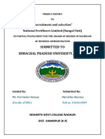 Submitted To Himachal Pradesh University, Shimla: Recruitment and Selection" National Fertilizers Limited (Nangal Unit)