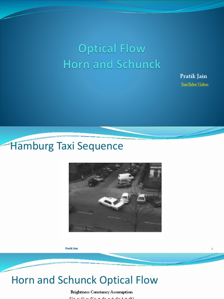 Optical Flow Horn and Schunck PDF Numerical Analysis