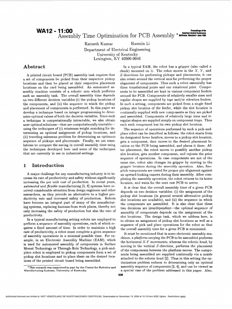 Optimizacion PCB Assembly | PDF | Mathematical Optimization | Linear ...