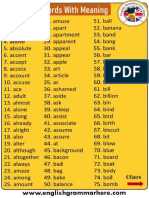 Top 100 Common English Words List