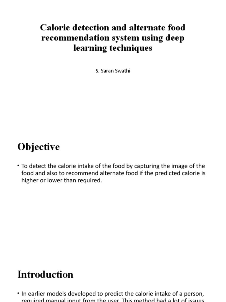 Calorie Detection and Alternate Food Recommendation System Using | PDF ...