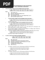 Applied Probability and Statistics Unit I:Random Variables