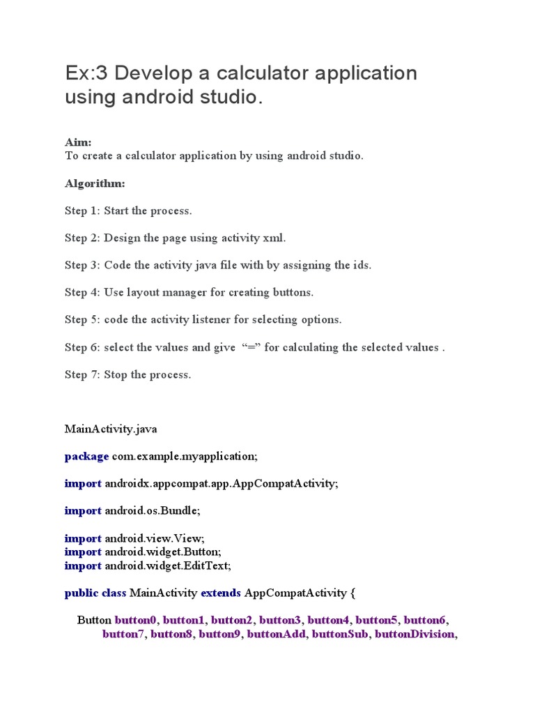 Android Studio Calculator App Guide | PDF | Application Software | Software