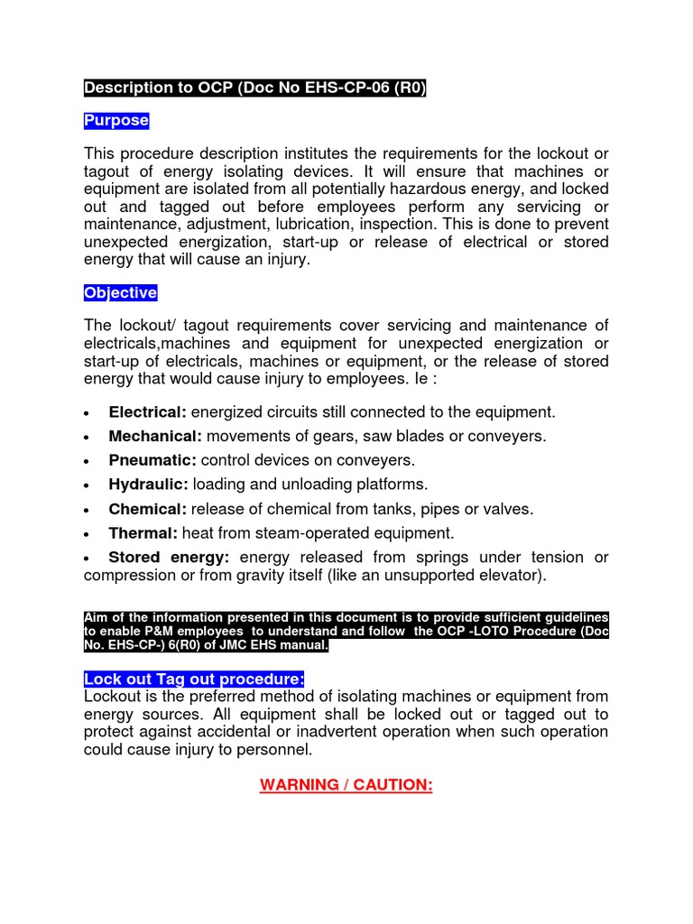 Lockout/Tagout Safety Guide | PDF | Mechanical Engineering