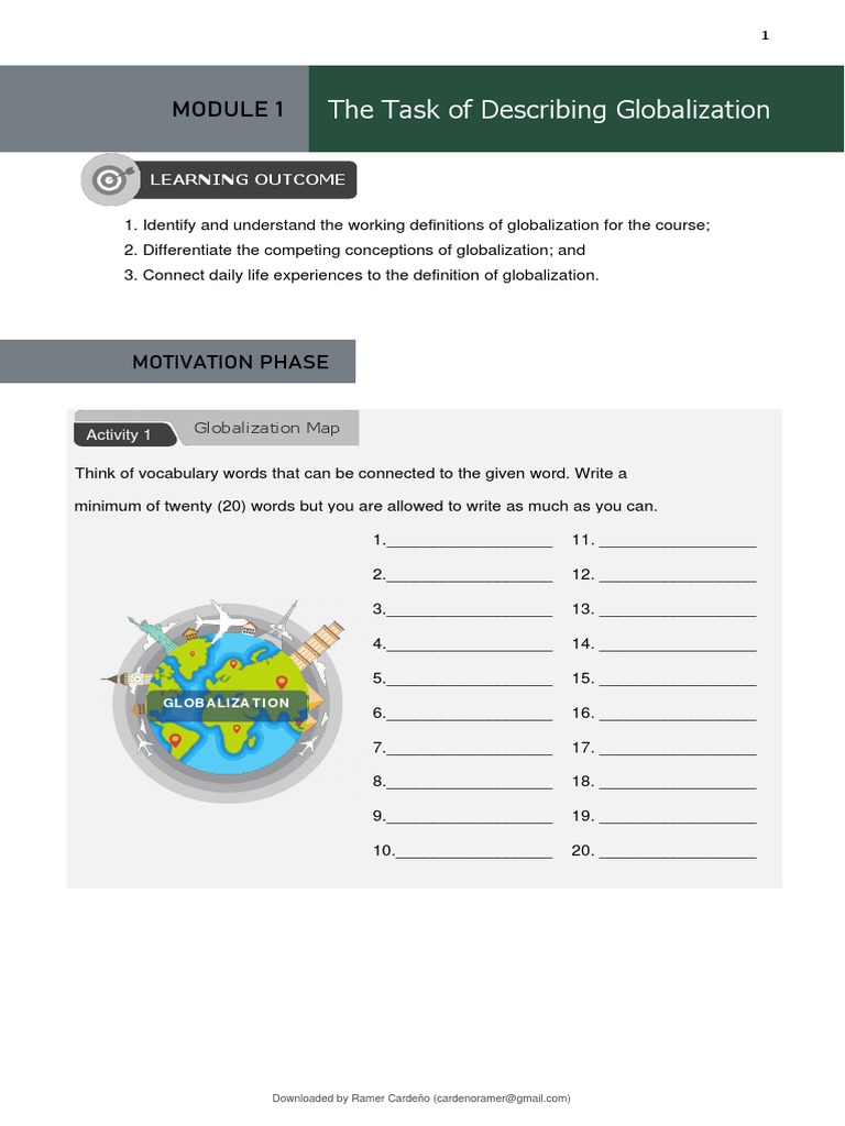 Contemporary World Module 1 Pdf Globalization Liquids
