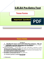SCERT D.El - Ed Pre-Entry-Test: Tense Forms