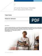 Patient and Family Discharge Checklist: Patient Name: Reason For Admission