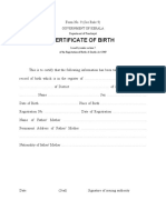 Kerala Certificate of Birth