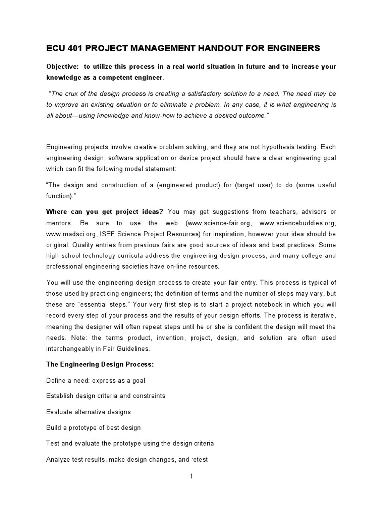 Engineering Design Process Overview | PDF | Project Management ...
