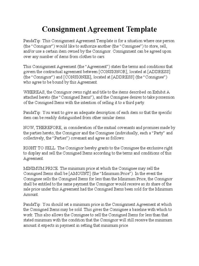 Consignment Agreement Template 20  PDF  Prices  Civil Law With Regard To payment terms agreement template