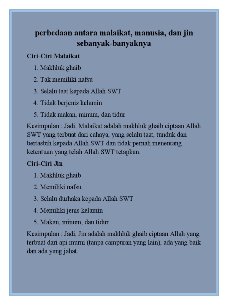 Perbedaan Antara Malaikat Pdf