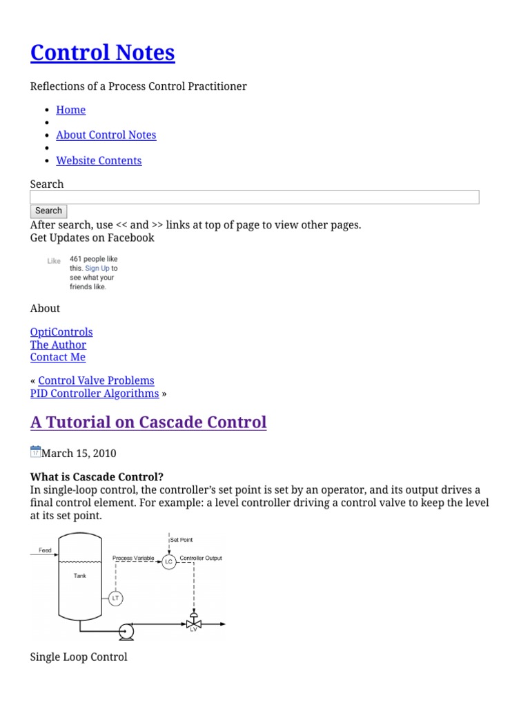 Control Notes: A Tutorial On Cascade Control | PDF | Mechanical Engineering