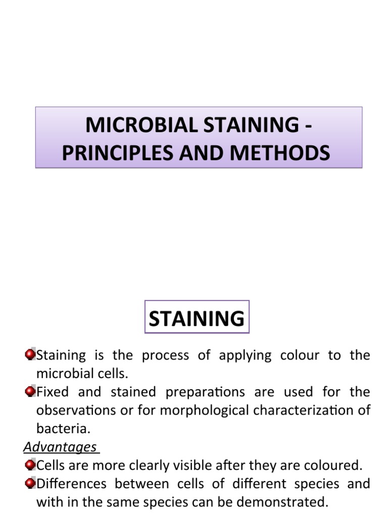 Microbial Staining Principles and Methods Microbial Staining