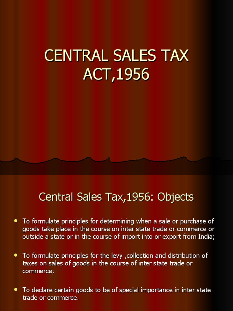 Central Sales Tax Act, 1956 PDF Sales Goods