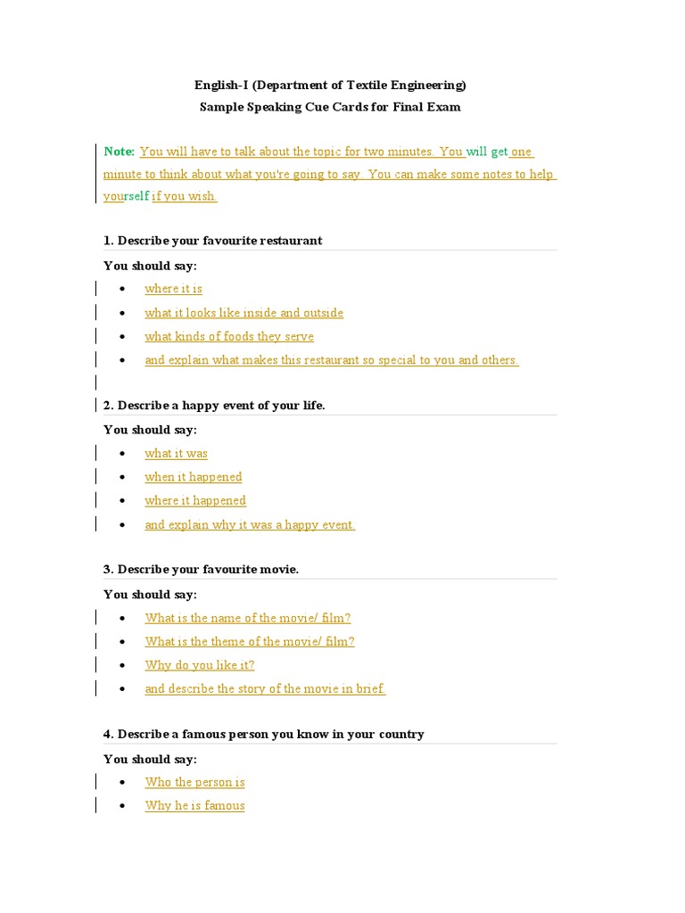 Ielts Speaking Cue Cards Pdf