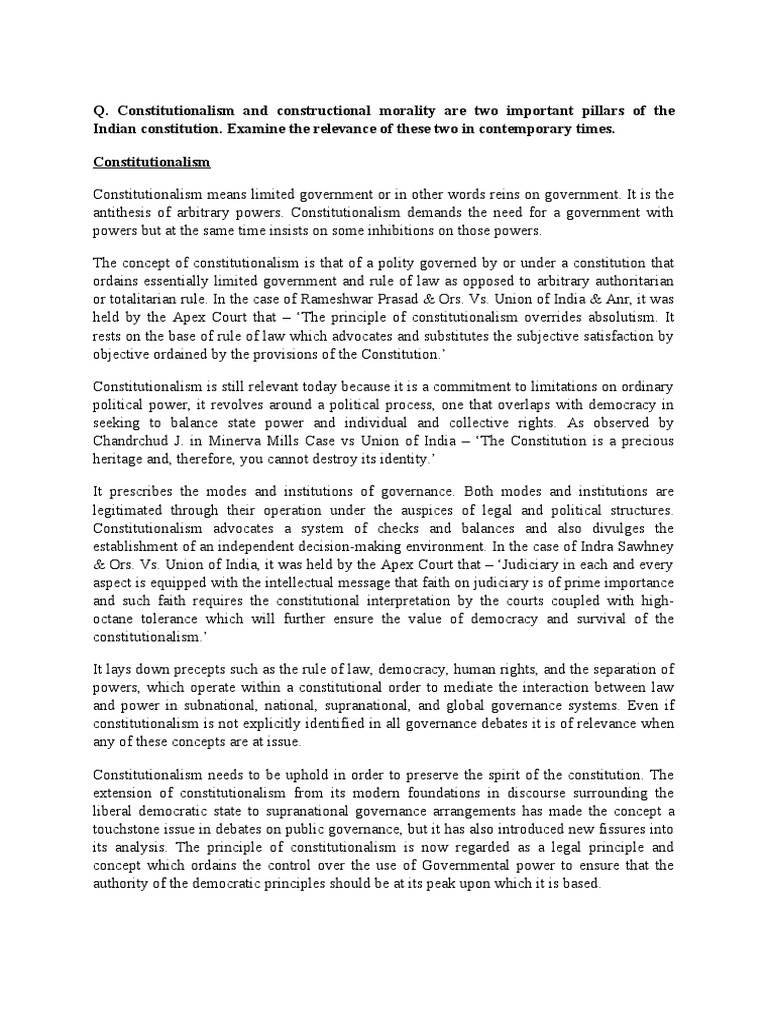 Constitutionalism vs. Constitutional Morality | PDF | Constitution ...