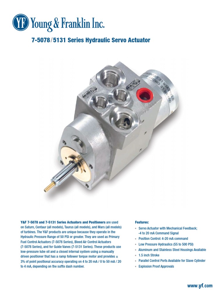 YF 75078 Hydraulic Servo Actuator Spec SheetEmail PDF Actuator
