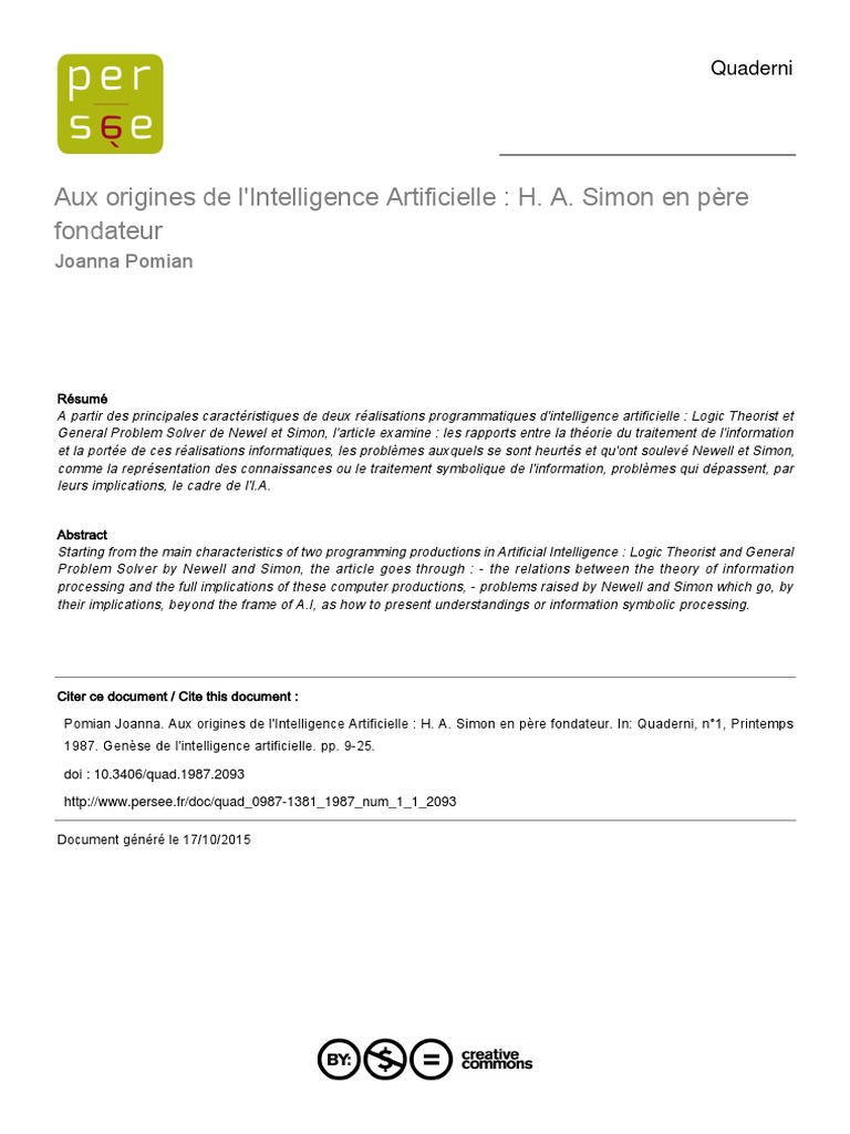 Origines de l'Intelligence Artificielle | PDF | Intelligence | Psychologie