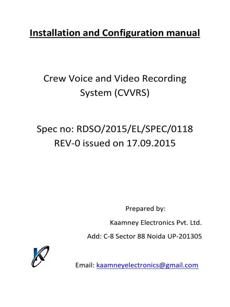 Comprehensive Installation and Configuration Manual for Crew Voice and Video Recording System