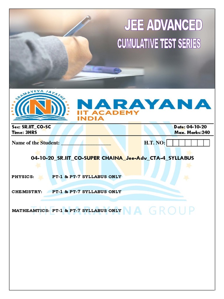 JEE Advanced Physics, Chemistry, Maths Syllabus | PDF | Chemical ...