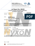 Test Report No. 098/20: of Thermal Resistance and Thermal Conductivity According To CSN EN 12667