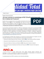 Calidad Total - ¿En Qué Consiste La Metodología APQP (Planificación Avanzada de La Calidad Del Producto)