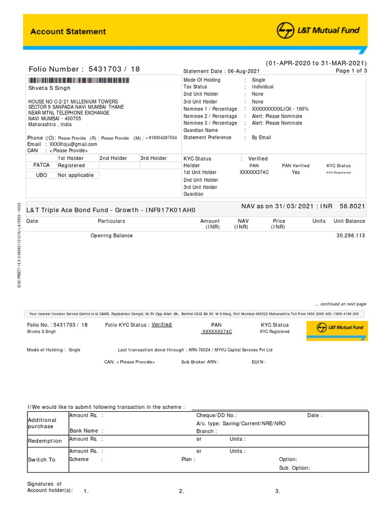 Investment Statement Summary | PDF | Banks | Cheque