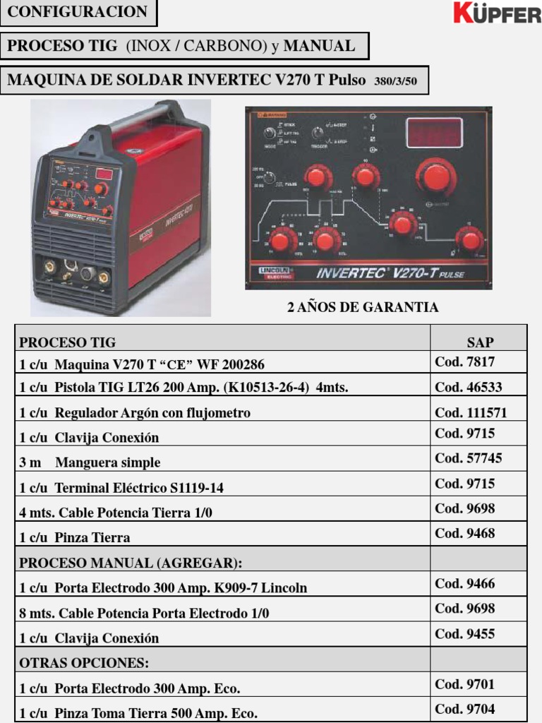 Invertec V270 T Tig y Manual | PDF