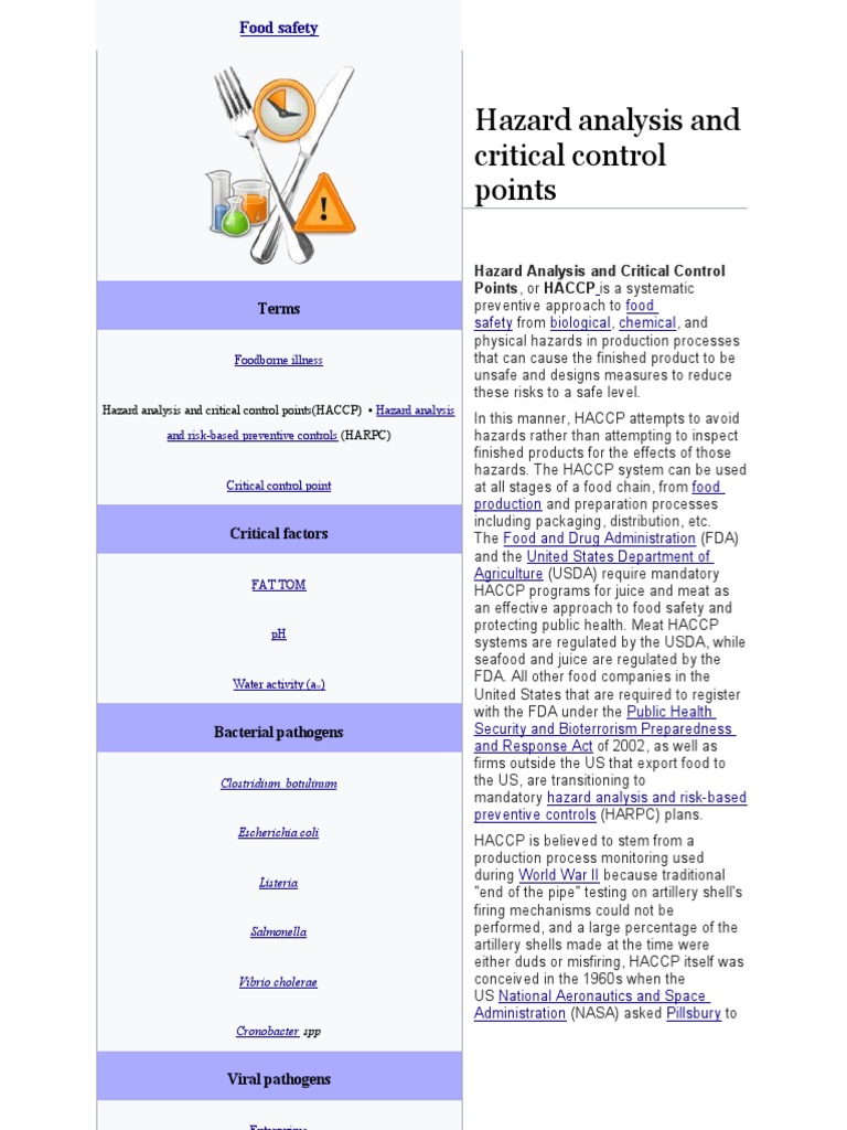 Hazard Analysis and Critical Control Points | PDF | Hazard Analysis And ...