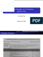 Complex Variables and Transforms (MATH-232) : DR Safia Taj