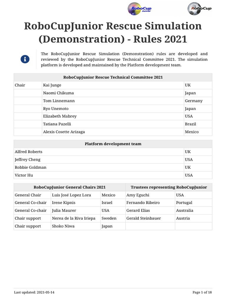 Robocupjunior Rescue Simulation (Demonstration) - Rules 2021 | PDF ...
