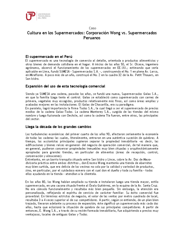Caso Supermercados Peruanos Pdf Mercado Economía Supermercado