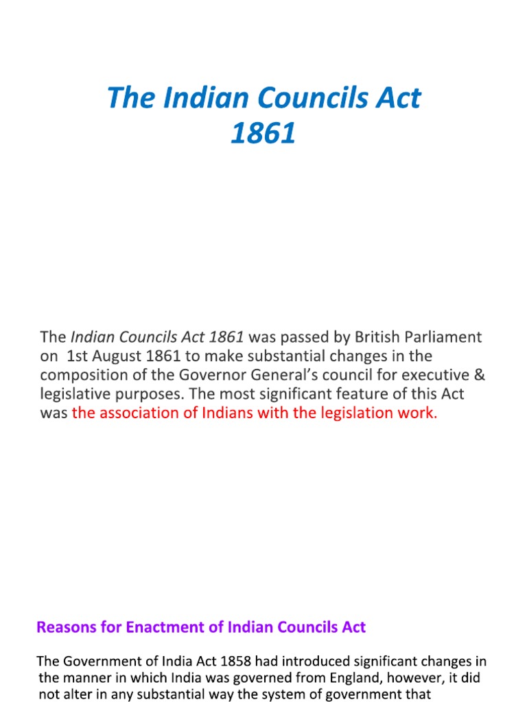 The Indian Councils Act 1861 PDF