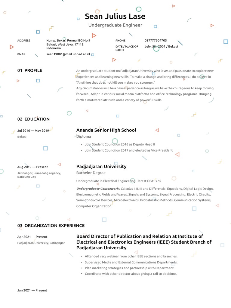 Sean Julius Lase: Electrical Engineering Student Profile | PDF ...