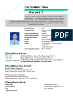 Curriculum Vitae Warko S.T.: Pendidikan Formal