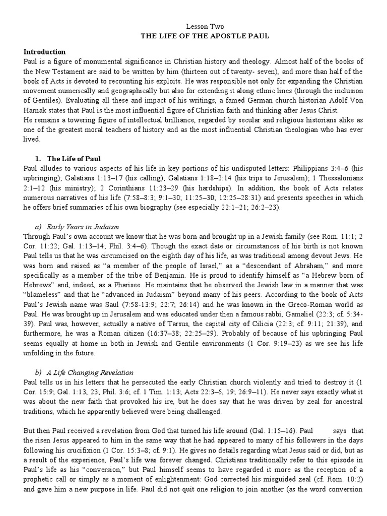 Life and Ministry of Apostle Paul | PDF | Paul The Apostle | Epistle To ...
