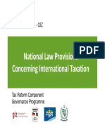 National Law Provisions Concerning International Taxation: Training Material HRM Wing (FBR) - Giz