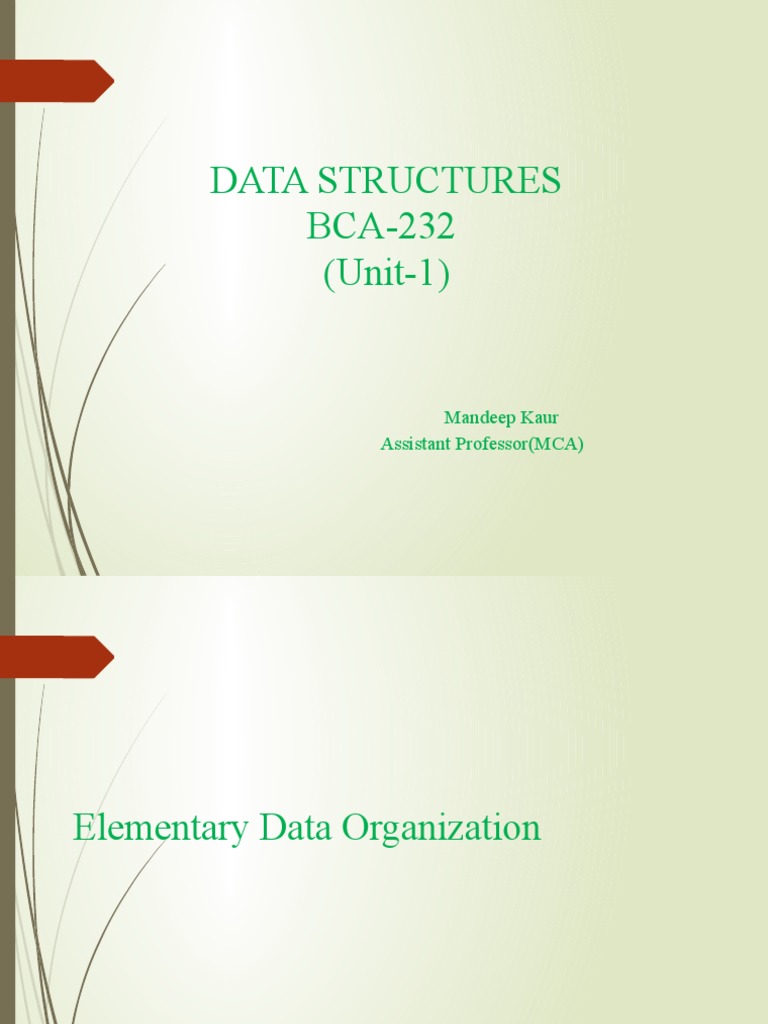 Introduction to Elementary Data Organization | PDF | Data Type | Data ...