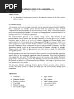 Experiment 3: Qualitative Tests For Carbohydrates