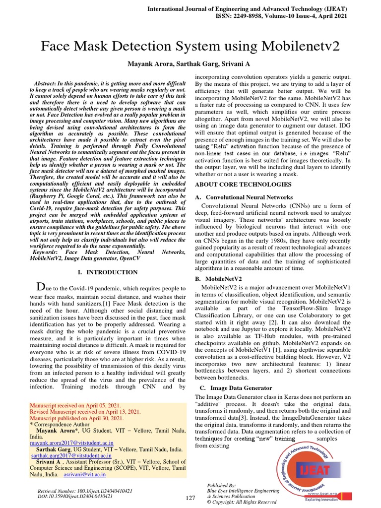 Face Mask Detection System Using Mayank Arora, Sarthak