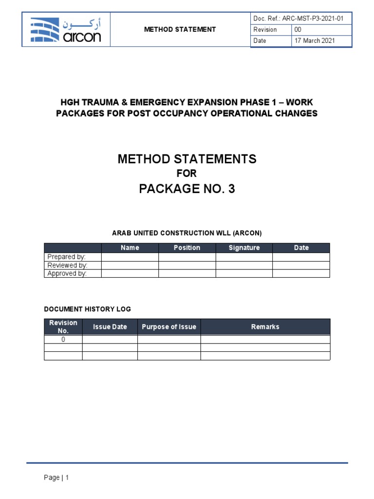 Method Statement for HGH Trauma Expansion | PDF | Quality Assurance | Wall