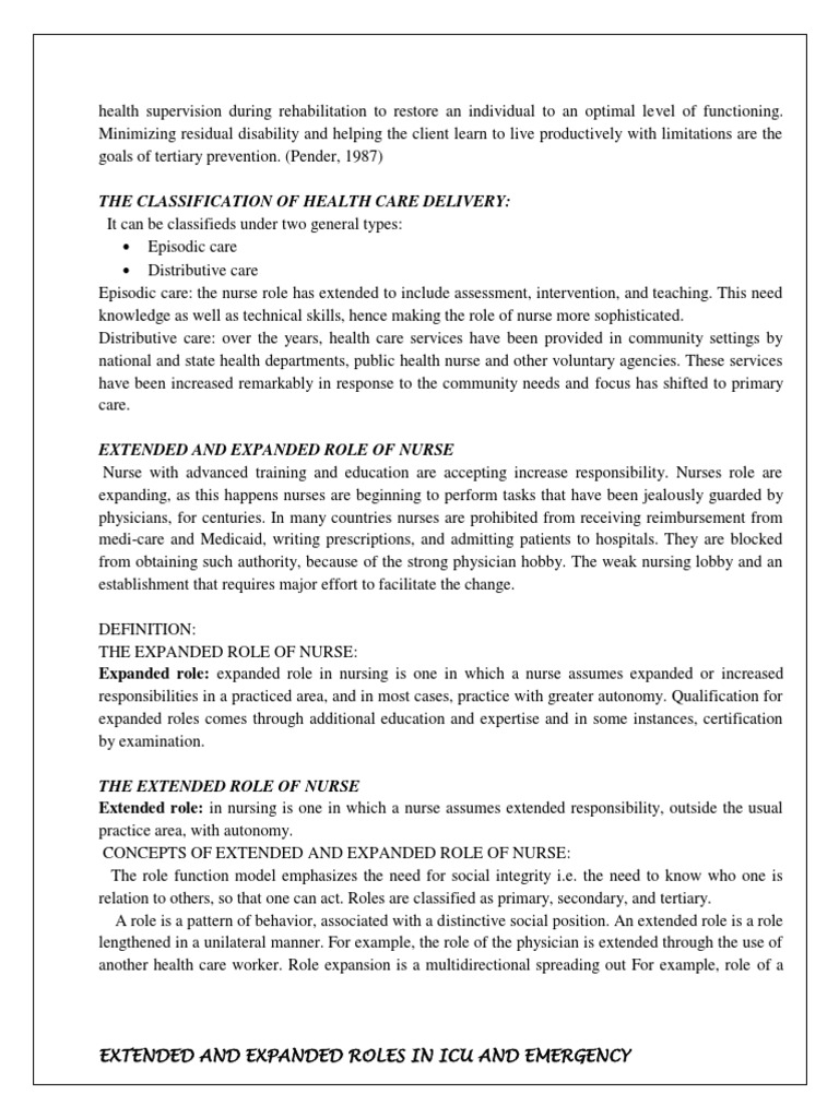 Extended vs. Expanded Nurse Roles | PDF | Nursing | Health Care