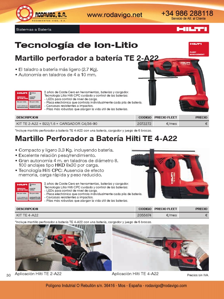 HILTI: Martillo Perforador a batería TE 6-A36