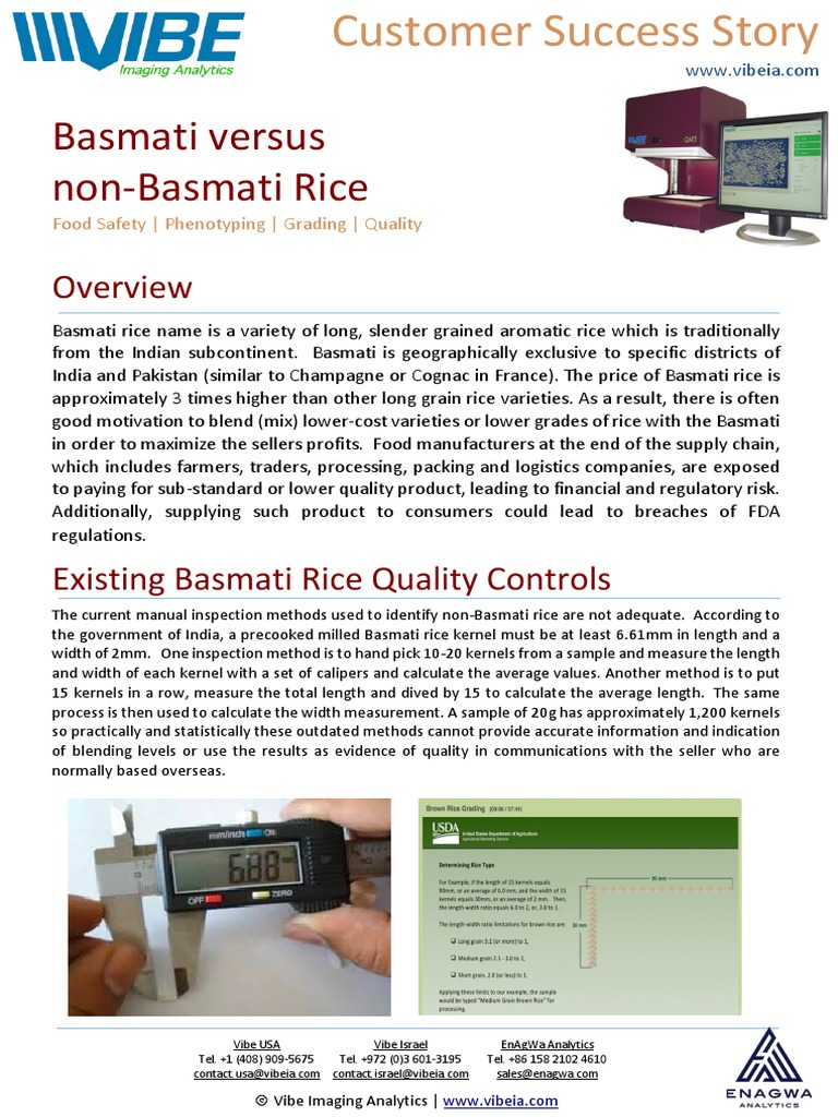 Vibe QM3: Basmati Rice Quality Analysis | PDF | Analytics | Rice