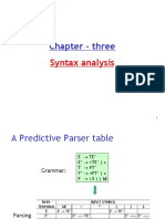 Syntax analysis and predictive parsing of arithmetic expressions