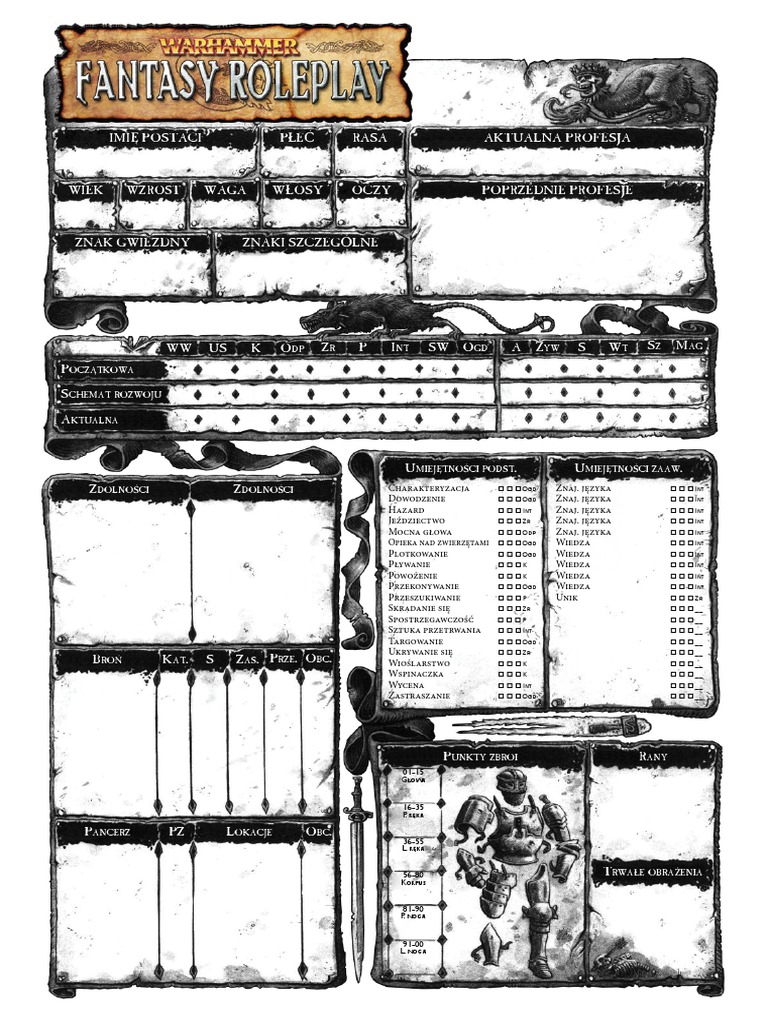 Ultimate Warhammer - Karta Postaci 1 | PDF