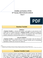 Probability and Statistics (IT302) 11 Tuesday 2020 10:30AM-11:00AM Class 5